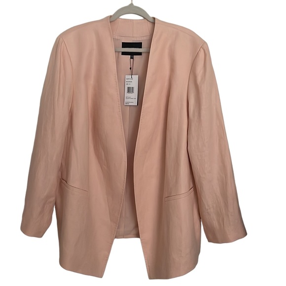 NWT Lafayette 148 New York pink linen open blazer